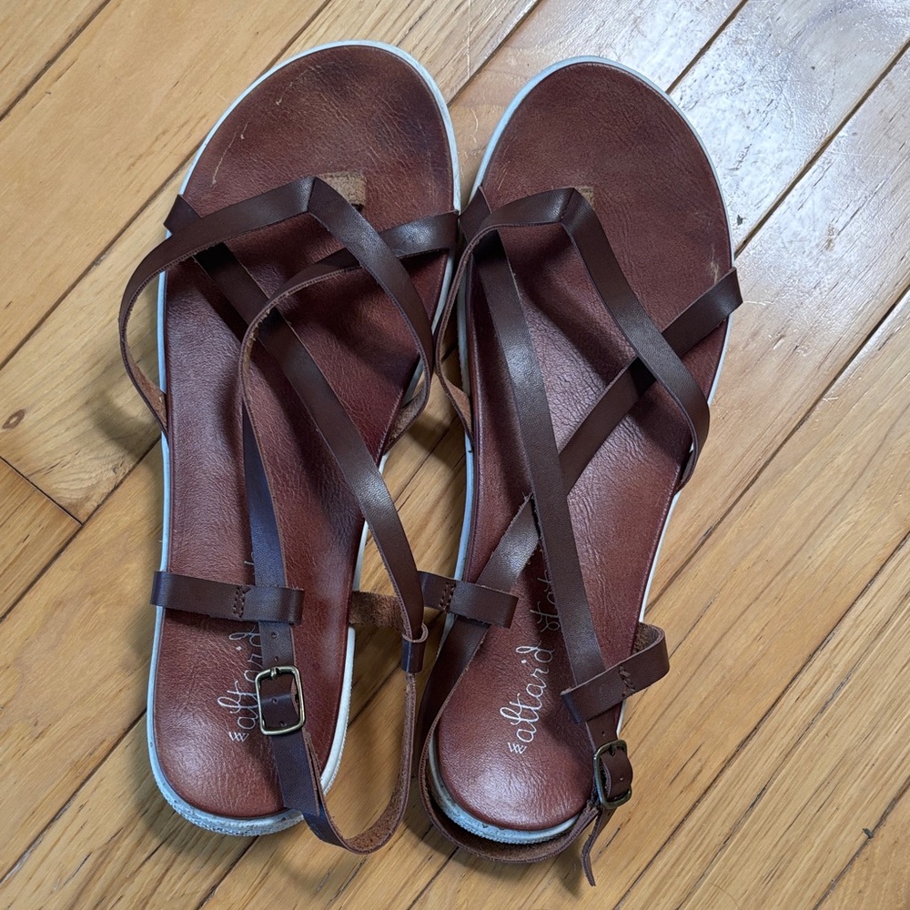 Altar'd State Brown Leather Strappy Sandals